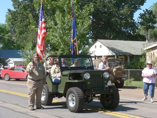 VFW with American Flag and jeep