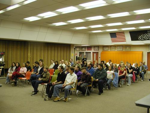 The large audience (about 50) attending the presentation.