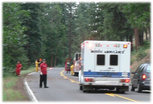 Modoc Ambulance in State Hwy 299 during auto accident