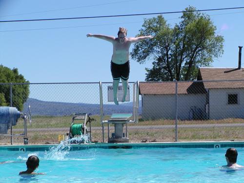 Eddie English of Nubieber demonstrates a flying dive.